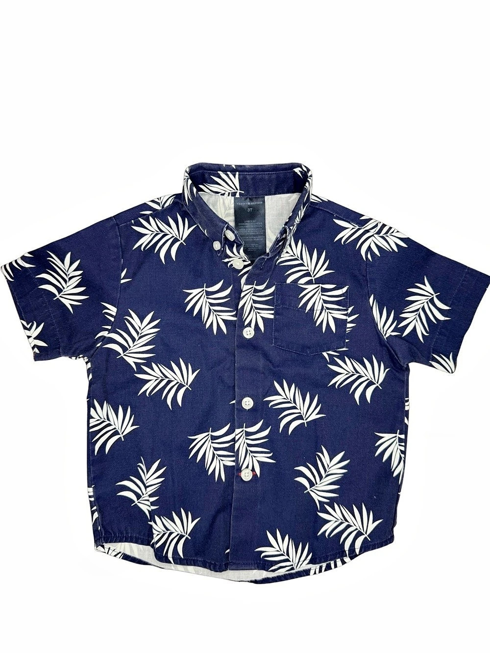 Tommy Hilfiger Floral Button Down Shirt Blue & White